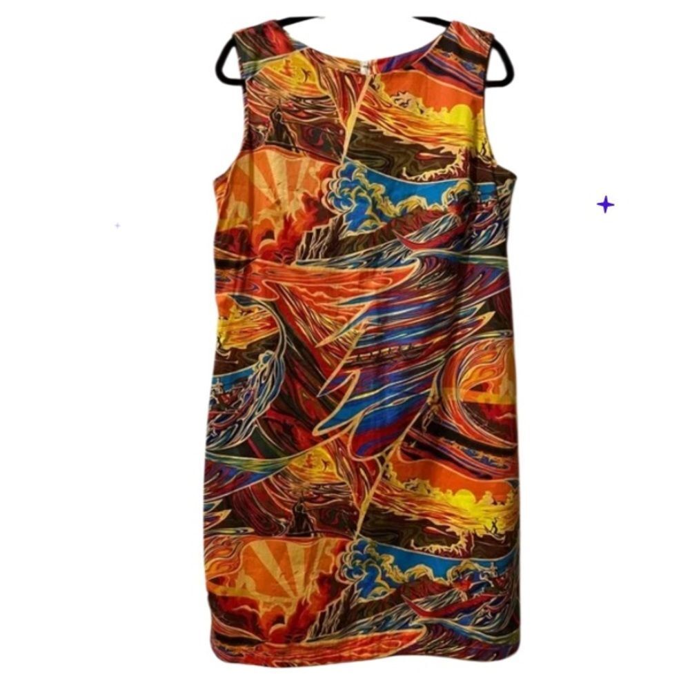 vintage KAI women's Hawaiian shift dress orange surf print small - Picture 2 of 8